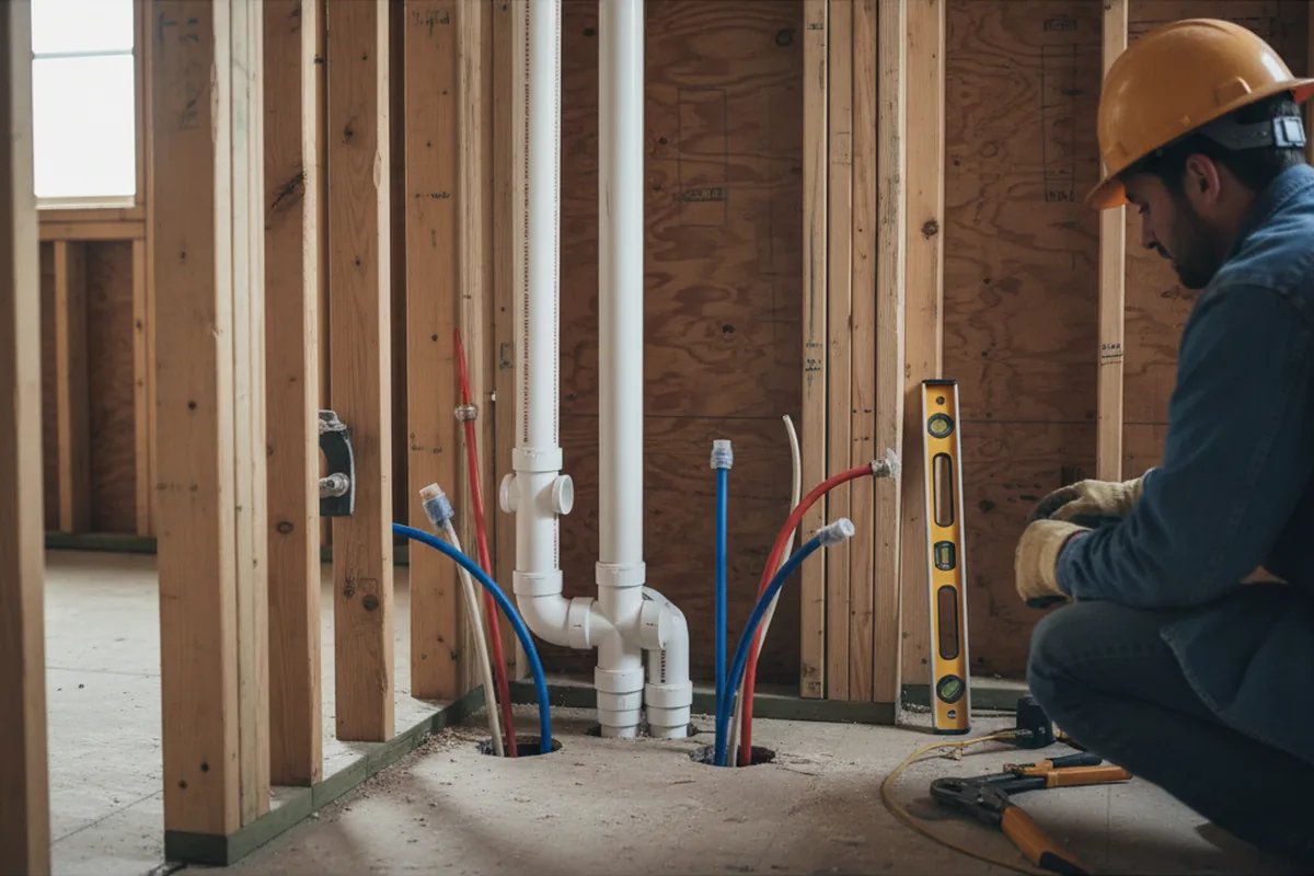 Drain and supply rough-in during Leak Detection in Jamestown
